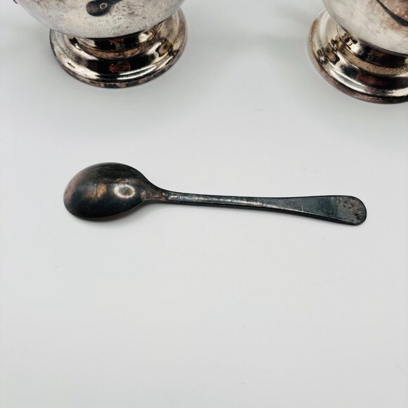 Vintage WM Rogers Silverplate Creamer Sugar Set Lid Spoon Ornate Handles Tarnish - Picture 7 of 11